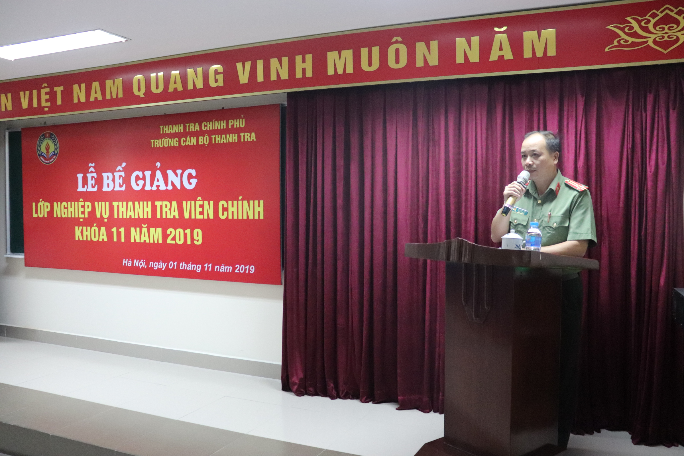 Ông Hà Quang Tuân CTT Công an tỉnh Bắc Kạn phát biểu tại Lễ bế giảng