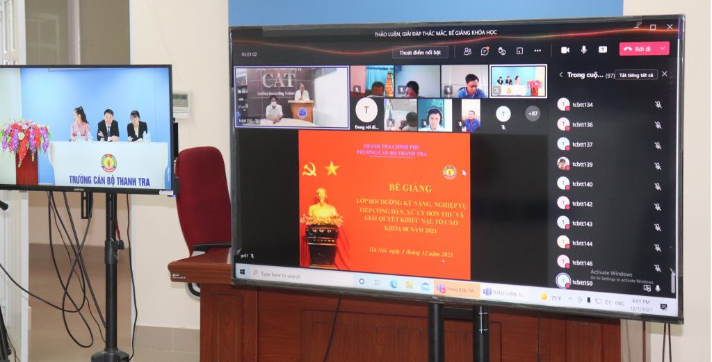 Bế giảng lớp Bồi dưỡng kỹ năng, nghiệp vụ tiếp công dân xử lý đơn thư và giải quyết khiếu nại, tố cáo khóa 08 năm 2021 theo hình thức trực tuyến