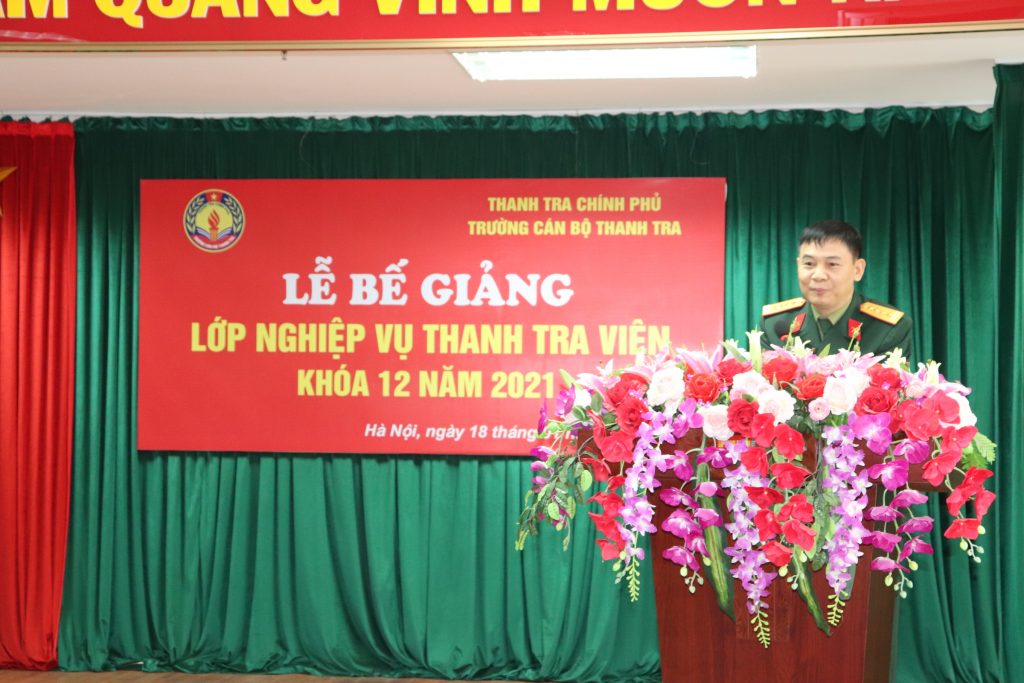 Bế giảng lớp Nghiệp vụ Thanh tra viên  Khóa 12 năm 2021 cho Thanh tra Bộ Quốc Phòng