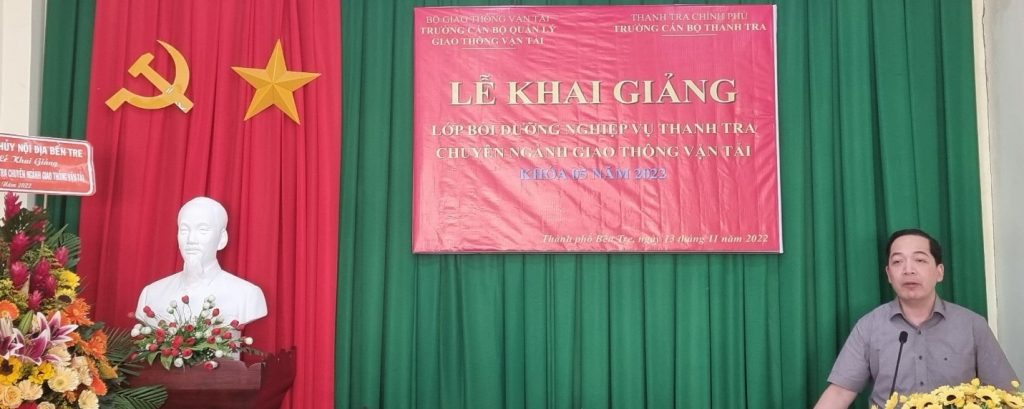 Khai giảng Lớp Bồi dưỡng nghiệp vụ Thanh tra chuyên ngành Giao thông vận tải Khóa 05-2022 cho công chức, viên chức Đường thuỷ nội địa khu vực phía Nam thuộc Cục Đường thủy nội địa Việt Nam