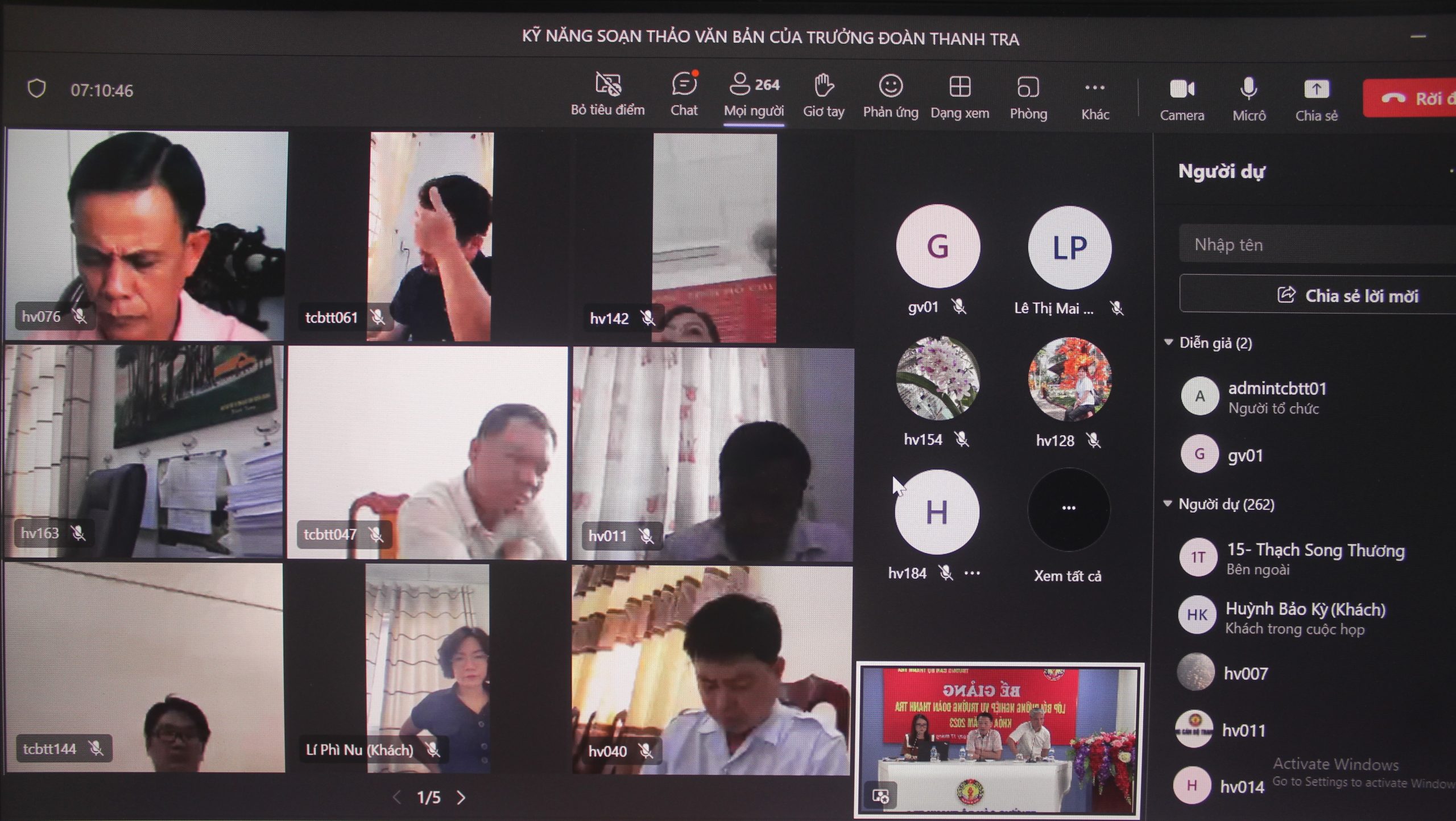 Bế giảng lớp Bồi dưỡng nghiệp vụ Trưởng đoàn thanh tra khóa 05/2023 theo hình thức trực tuyến