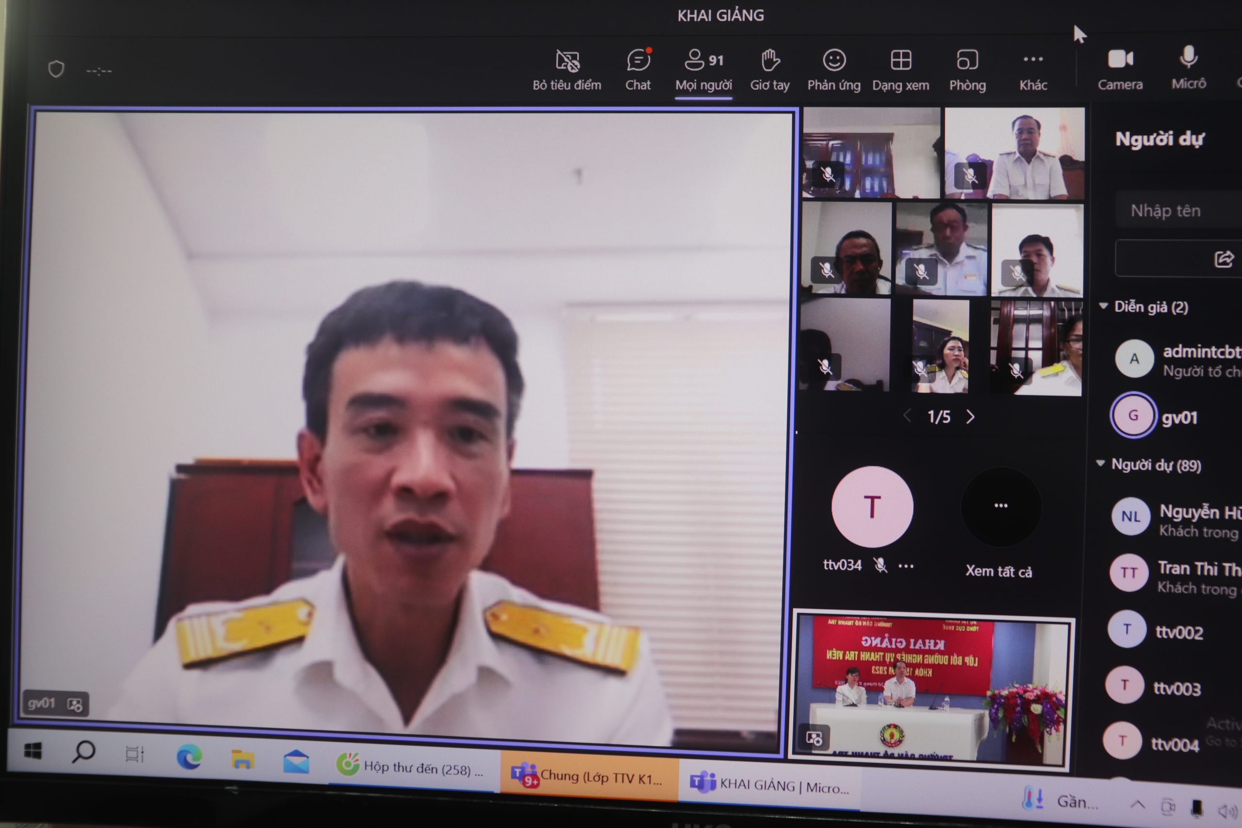 Khai giảng lớp Bồi dưỡng Nghiệp vụ thanh tra viên Khóa 15 năm 2023 theo hình thức trực tuyến