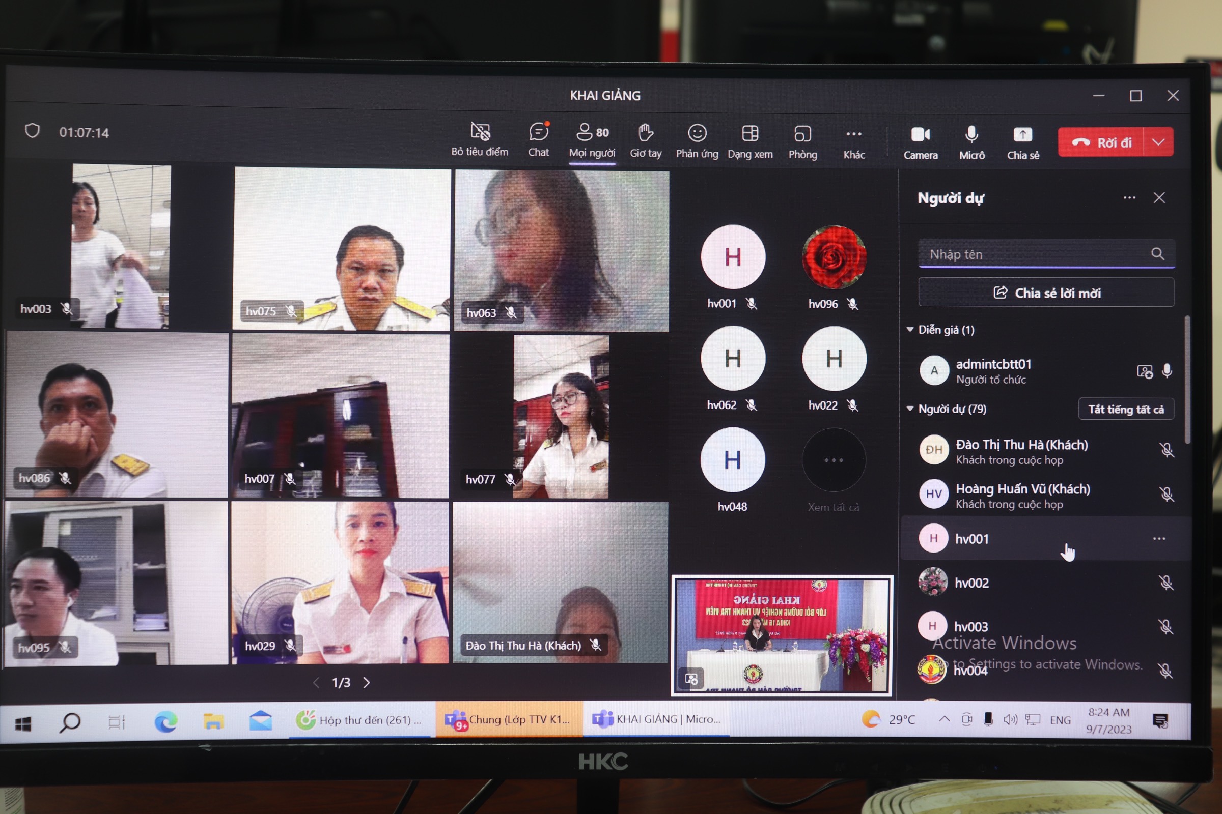 Khai giảng lớp Bồi dưỡng Nghiệp vụ thanh tra viên Khóa 16 năm 2023 theo hình thức trực tuyến