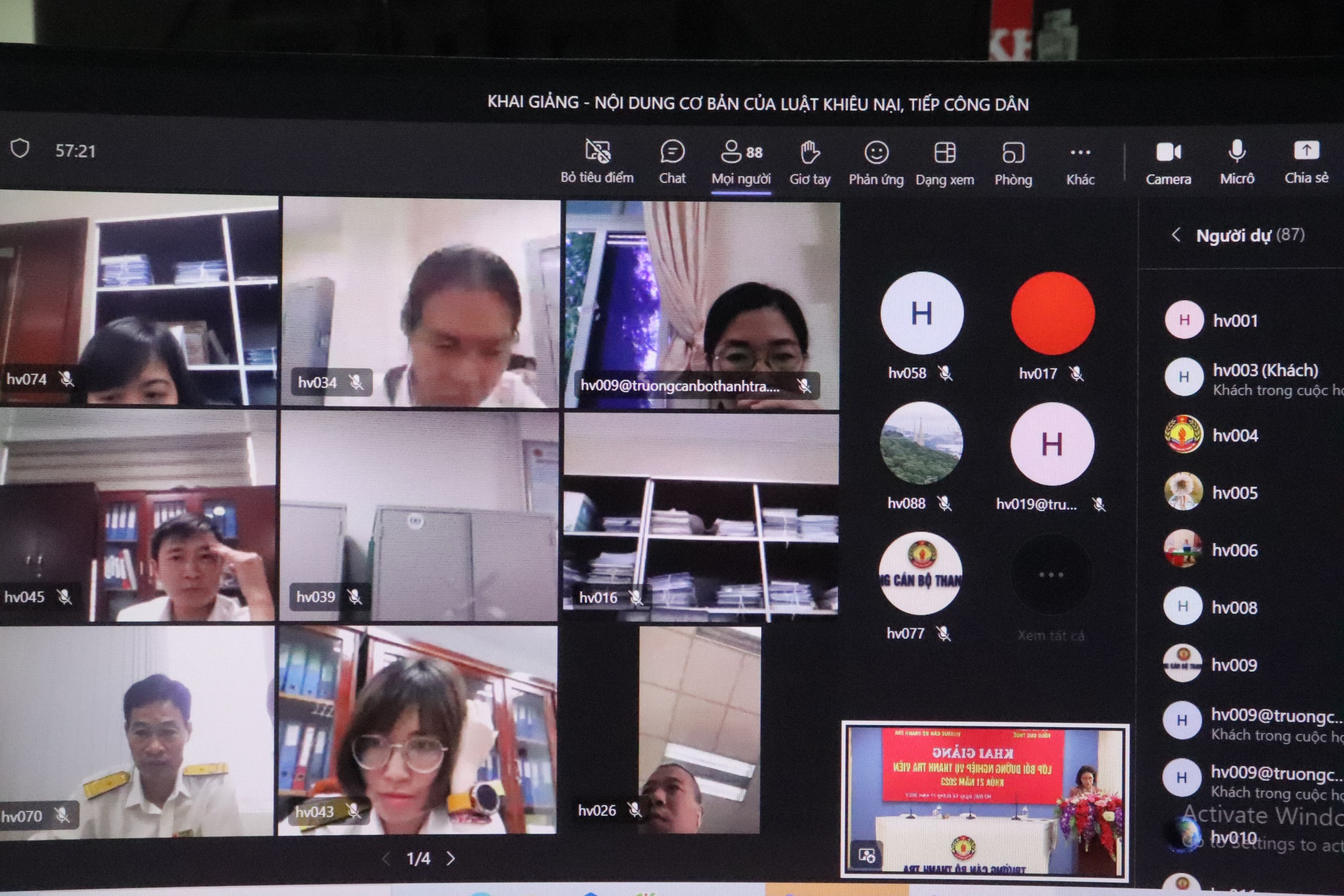 Khai giảng lớp bồi dưỡng nghiệp vụ thanh tra viên K21 năm 2023 theo hình thức trực tuyến