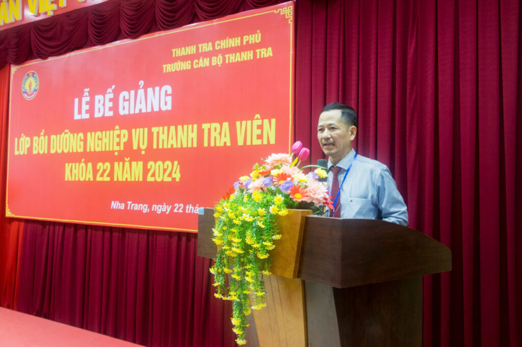 Trường Cán bộ Thanh tra tổ chức Lễ Bế giảng lớp Bồi dưỡng nghiệp vụ Thanh tra viên Khóa 22 năm 2024 tại Trung tâm Đào tạo, bồi dưỡng Nha Trang