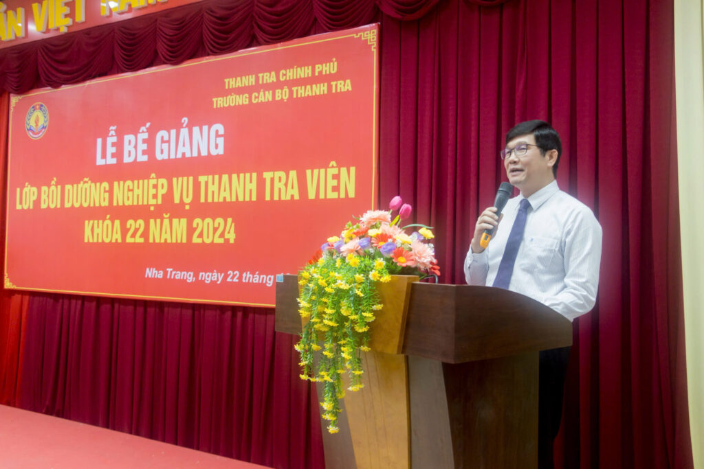 Trường Cán bộ Thanh tra tổ chức Lễ Bế giảng lớp Bồi dưỡng nghiệp vụ Thanh tra viên Khóa 22 năm 2024 tại Trung tâm Đào tạo, bồi dưỡng Nha Trang